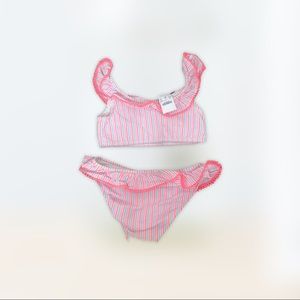 Girls’ Crewcut ruffle bikini set in seersucker NWT